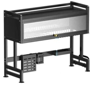 Organizador Y Escurridor Platos Loza Con Tapa Color Negro 65cm