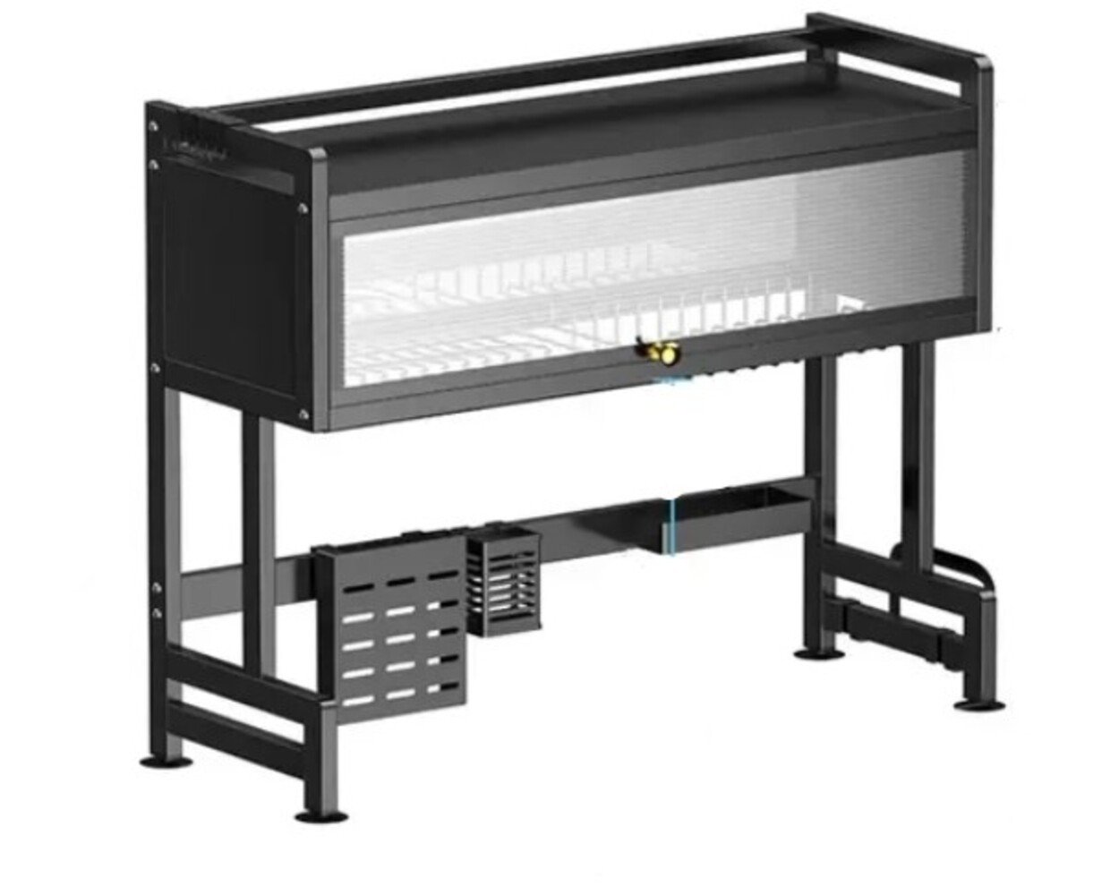 productImage-1751490241950.jpeg Organizador Y Escurridor Platos Loza Con Tapa Color Negro 65cm