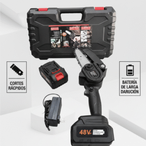 mini sierra eléctrica de cadena portátil doble bateria 48w
